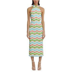 Donna Morgan Womens Crochet Sleeveless Midi Dress, Multicoloured, NWT